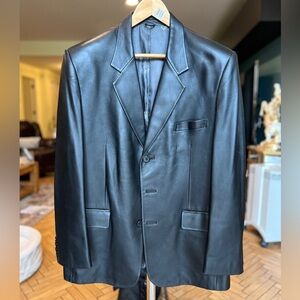 Rosleen Black Lambskin Leather Blazer jacket